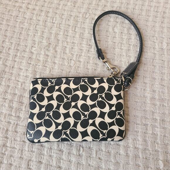 Coach Black and White Patterned Wristlet - Picture 2 of 9